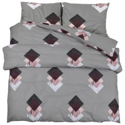 vidaXL Juego de funda nórdica algodón gris 140x200 cm