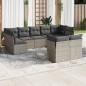 vidaXL Set de muebles de jardín 9 pzas y cojines ratán sintético gris vidaXL Set de muebles de jardín 9 pzas y cojines ratán sintético gris