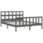vidaXL Estructura de cama matrimonio con cabecero madera maciza gris vidaXL Estructura de cama matrimonio con cabecero madera maciza gris