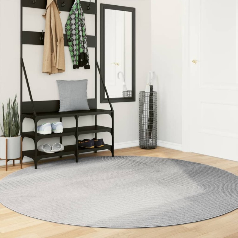 vidaXL Alfombra de pelo corto look escandinavo IZA gris Ø 200 cm