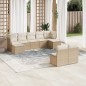 vidaXL Set de sofás de jardín 9 pzas con cojines ratán sintético beige vidaXL Set de sofás de jardín 9 pzas con cojines ratán sintético beige
