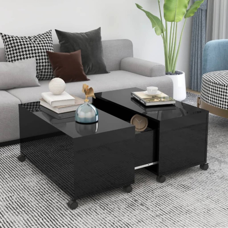 vidaXL Mesa de centro madera contrachapada negro brillante 75x75x38 cm vidaXL Mesa de centro madera contrachapada negro brillante 75x75x38 cm