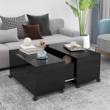 vidaXL Mesa de centro madera contrachapada negro brillante 75x75x38 cm