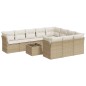 vidaXL Set de sofás de jardín 11pzas con cojines ratán sintético beige vidaXL Set de sofás de jardín 11pzas con cojines ratán sintético beige