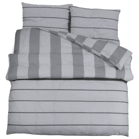 vidaXL Juego de funda nórdica algodón gris 260x220 cm