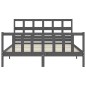 vidaXL Estructura de cama matrimonio con cabecero madera maciza gris vidaXL Estructura de cama matrimonio con cabecero madera maciza gris