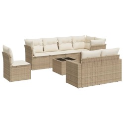 vidaXL Set de sofás de jardín 9 pzas con cojines ratán sintético beige