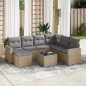 vidaXL Juego de sofás de jardín con cojines beige 8 pzas ratán PE vidaXL Juego de sofás de jardín con cojines beige 8 pzas ratán PE