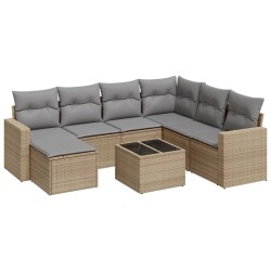 vidaXL Juego de sofás de jardín con cojines beige 8 pzas ratán PE