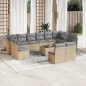 vidaXL Set sofás de jardín con cojines 13 pzas ratán sintético beige vidaXL Set sofás de jardín con cojines 13 pzas ratán sintético beige