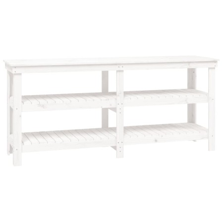 vidaXL Banco de trabajo de madera maciza de pino blanco 181x50x80 cm