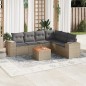 vidaXL Set sofás de jardín 7 piezas y cojines ratán sintético beige vidaXL Set sofás de jardín 7 piezas y cojines ratán sintético beige