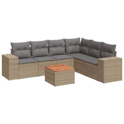 vidaXL Set sofás de jardín 7 piezas y cojines ratán sintético beige