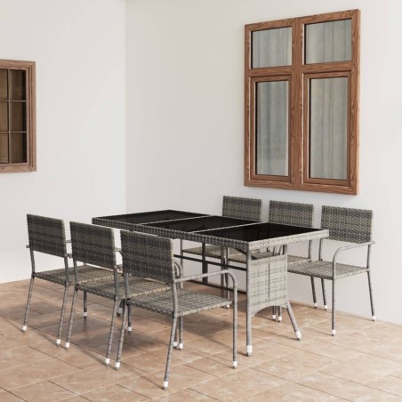 vidaXL Set comedor jardín 7 pzas ratán sintético gris antracita y gris