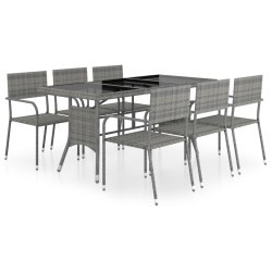 vidaXL Set comedor jardín 7 pzas ratán sintético gris antracita y gris