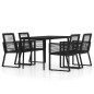vidaXL Juego de comedor de jardín 5 piezas negro vidaXL Juego de comedor de jardín 5 piezas negro