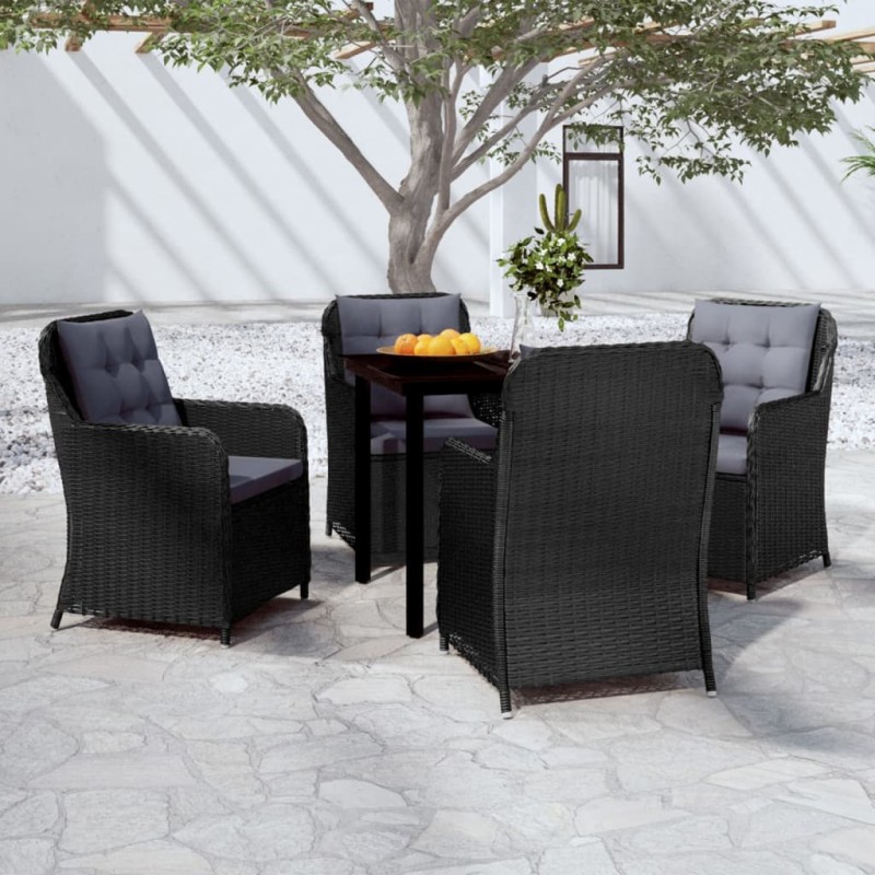 vidaXL Juego de comedor para jardín 5 piezas negro vidaXL Juego de comedor para jardín 5 piezas negro