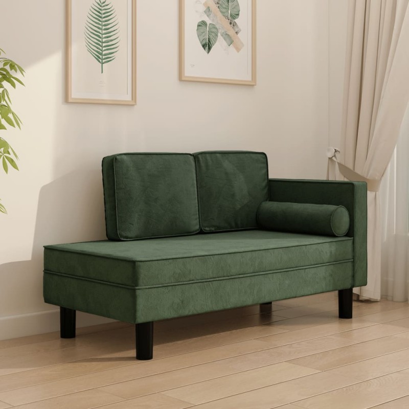 vidaXL Sofá diván con cojines y cojín de cabeza terciopelo verde vidaXL Sofá diván con cojines y cojín de cabeza terciopelo verde