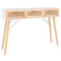 vidaXL Mesa consola madera pino maciza ratán natural 105x30x75 cm vidaXL Mesa consola madera pino maciza ratán natural 105x30x75 cm