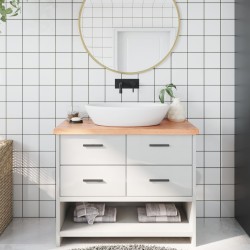 vidaXL Encimera baño madera maciza tratada marrón claro 100x60x(2-4)cm