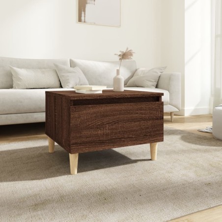 vidaXL Mesa auxiliar madera contrachapada roble marrón 50x46x35 cm