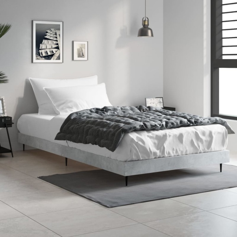 vidaXL Estructura de cama madera contrachapada gris hormigón 90x190 cm vidaXL Estructura de cama madera contrachapada gris hormigón 90x190 cm