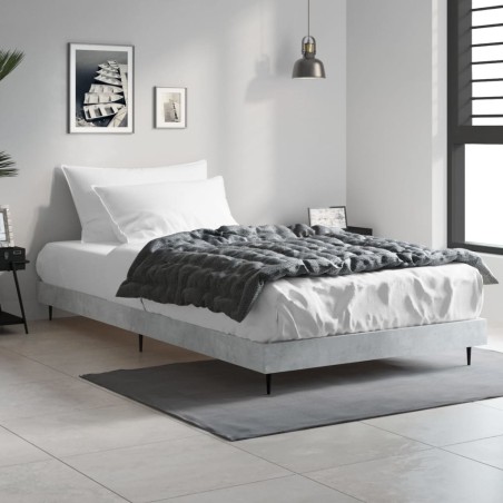 vidaXL Estructura de cama madera contrachapada gris hormigón 90x190 cm