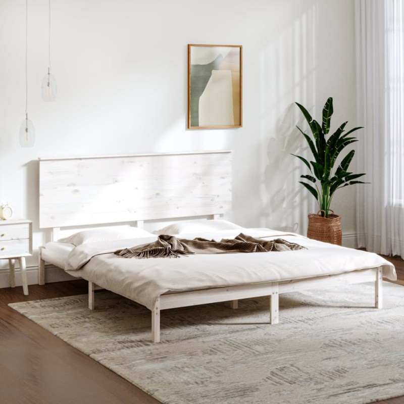 vidaXL Estructura de cama de madera maciza de pino blanca 160x200 cm vidaXL Estructura de cama de madera maciza de pino blanca 160x200 cm