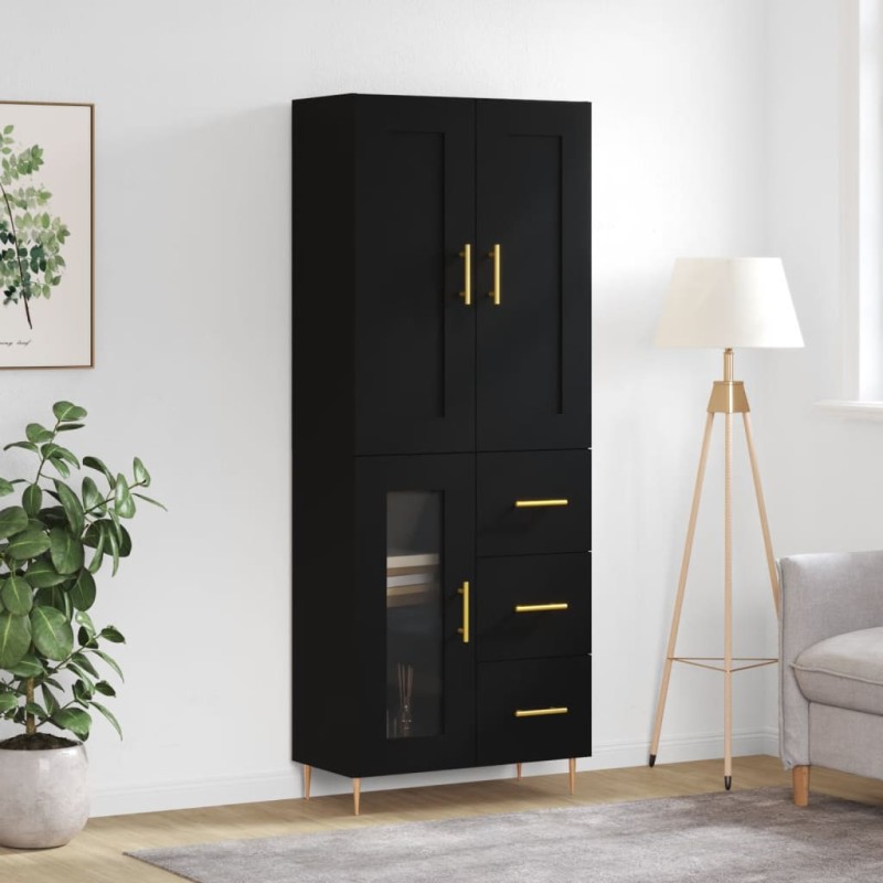vidaXL Aparador alto madera contrachapada negro 69,5x34x180 cm vidaXL Aparador alto madera contrachapada negro 69,5x34x180 cm