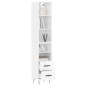 vidaXL Aparador alto madera contrachapada blanco brillo 34,5x34x180 cm