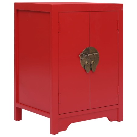 vidaXL Mesita de noche madera de Paulownia rojo 38x28x52 cm