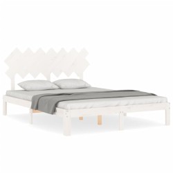 vidaXL Estructura de cama con cabecero madera maciza blanco 140x200 cm
