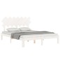vidaXL Estructura de cama con cabecero madera maciza blanco 140x200 cm vidaXL Estructura de cama con cabecero madera maciza blanco 140x200 cm