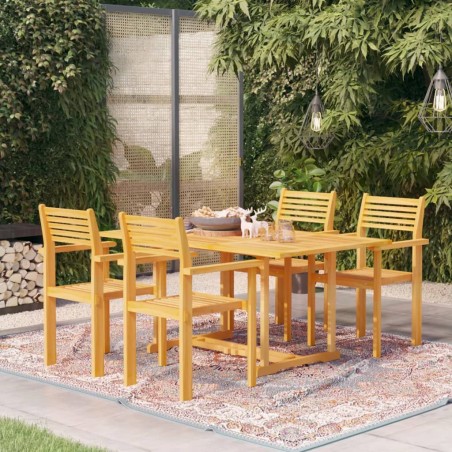 vidaXL Conjunto de comedor de jardín 5 piezas madera maciza de teca