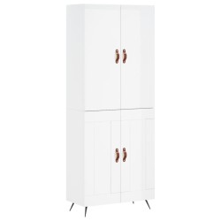 vidaXL Aparador alto madera contrachapada blanco brillo 69,5x34x180 cm