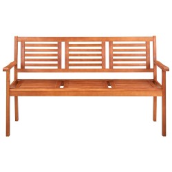 vidaXL Banco de jardín 3 plazas 150 cm madera de eucalipto maciza