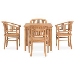 vidaXL Conjunto de comedor para jardín 5 piezas madera maciza de teca