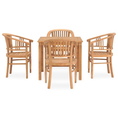 vidaXL Conjunto de comedor para jardín 5 piezas madera maciza de teca