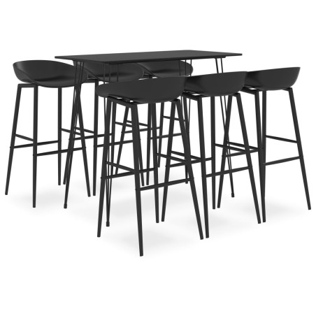 vidaXL Mesa alta y taburetes de bar 7 piezas negro