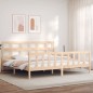vidaXL Estructura de cama de matrimonio con cabecero madera maciza vidaXL Estructura de cama de matrimonio con cabecero madera maciza