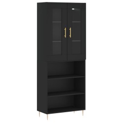vidaXL Aparador alto madera contrachapada negro 69,5x34x180 cm