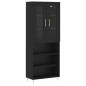 vidaXL Aparador alto madera contrachapada negro 69,5x34x180 cm