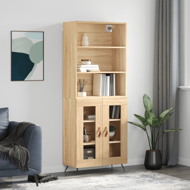 vidaXL Aparador alto madera contrachapada color roble 69,5x34x180 cm vidaXL Aparador alto madera contrachapada color roble 69,5x34x180 cm