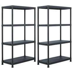 vidaXL Estantería de plástico 2 unidades 200 kg 80x40x138 cm negro