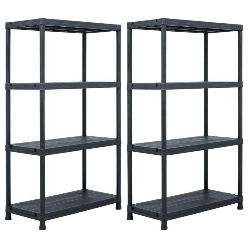 vidaXL Estantería de plástico 2 unidades 200 kg 80x40x138 cm negro