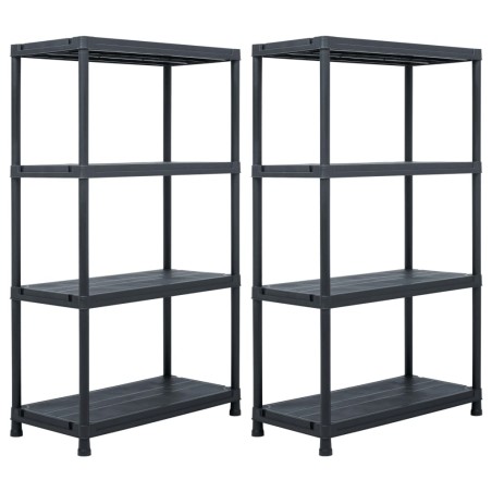 vidaXL Estantería de plástico 2 unidades 200 kg 80x40x138 cm negro