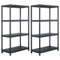 vidaXL Estantería de plástico 2 unidades 200 kg 80x40x138 cm negro