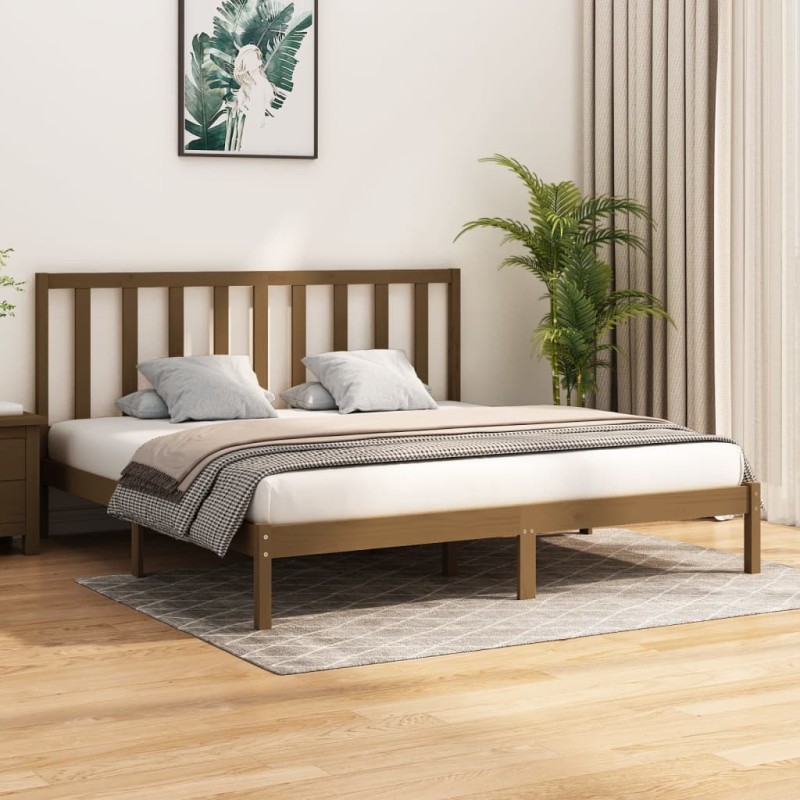 vidaXL Estructura de cama madera maciza de pino marrón miel 200x200 cm