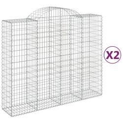 vidaXL Cestas de gaviones 2 uds forma de arco hierro 200x50x160/180 cm