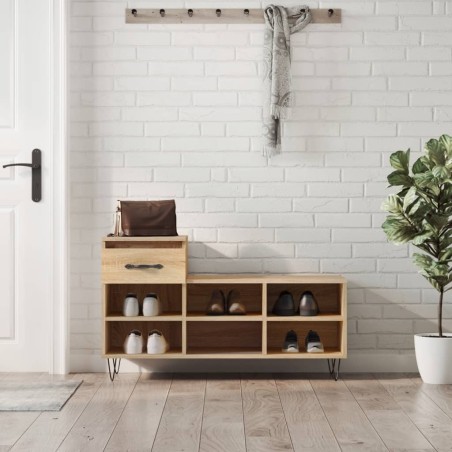 vidaXL Mueble zapatero madera contrachapada roble Sonoma 102x36x60 cm
